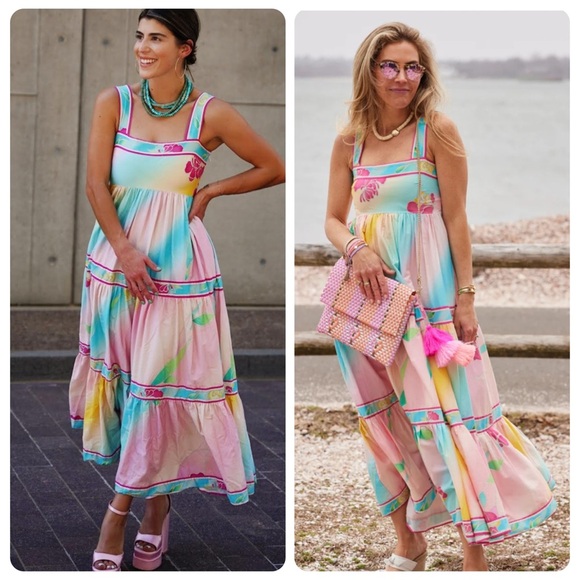 Hunter Bell Rita Dress Multi Flower Maxi Multicolor Size XS - Picture 4 of 10